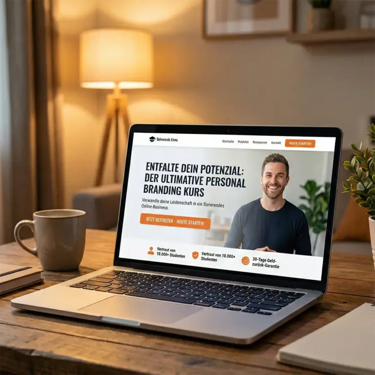 Laptop mit einer Angebotsseite für einen Personal Branding Kurs