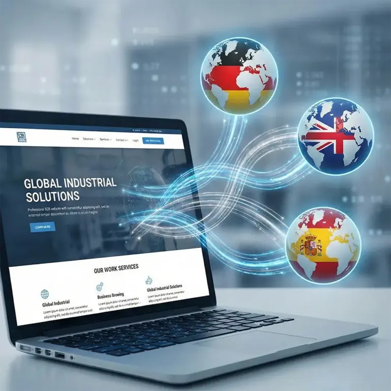 Website eines Industrieunternehmens in mehreren Sprachen