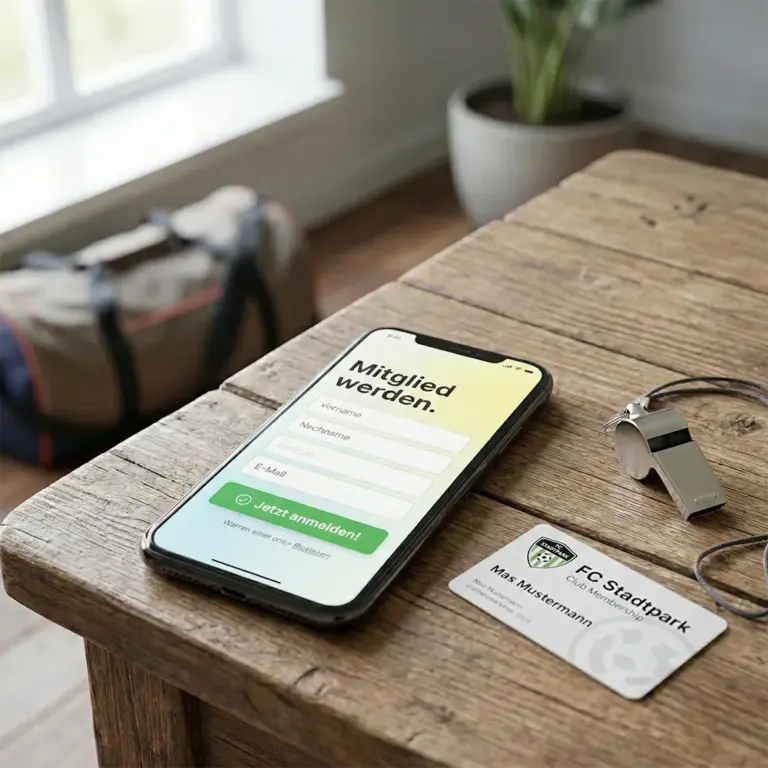 Online-Mitgliedsantrag eines Vereins auf dem Smartphone