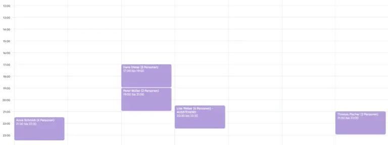 Tischreservierung Verwaltung: Kalender Abo in Google Kalender