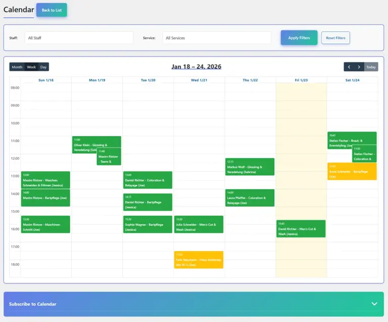 PocketBooking Pro Verwaltung: Kalender