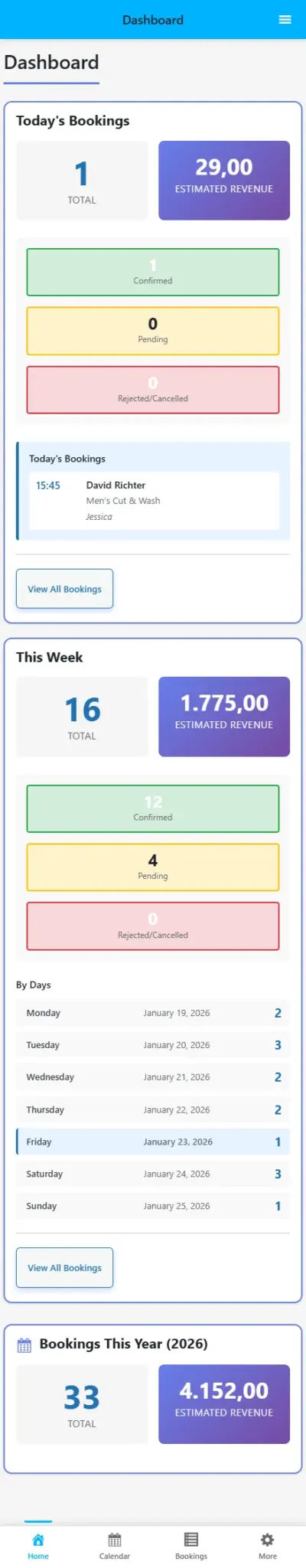 PocketBooking Pro Smartphone App: Dashboard